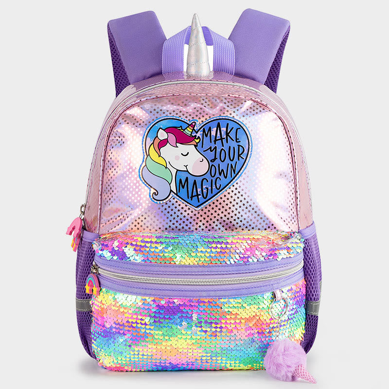 Rucksack für Kindergartenkinder, Laser Glitter Regenbogen Einhorn, kleine Schultasche