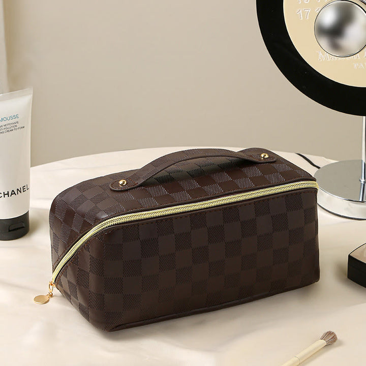 Kosmetiktasche für Damen, Reise, praktische Make-up-Tasche aus PU-Leder
