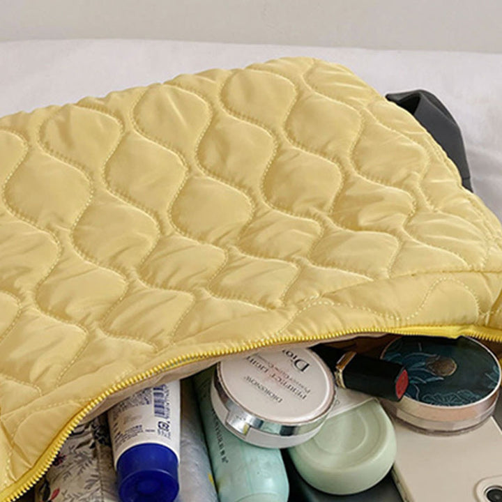 Daunen-Nylon-Tragetasche für den Winter, einfarbig, mit Rautenmuster