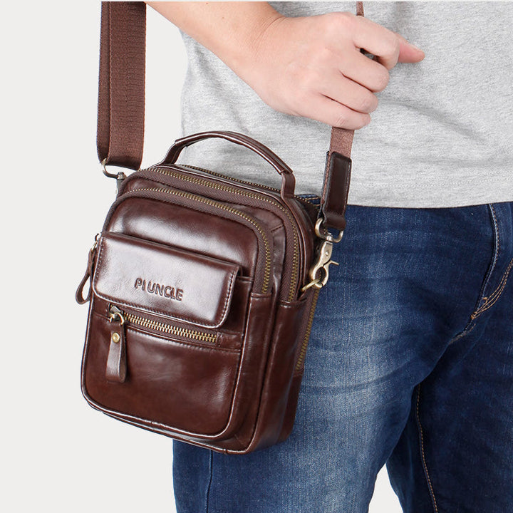 Messenger Bag für Herren, Business, kleine tragbare Umhängetasche aus Leder