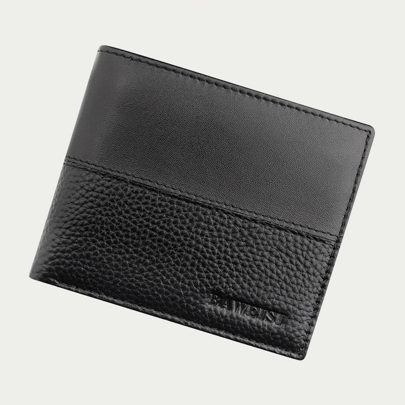 Ledergeldbörse für Männer, Diebstahlschutz, RFID, schwarze Geldbörse