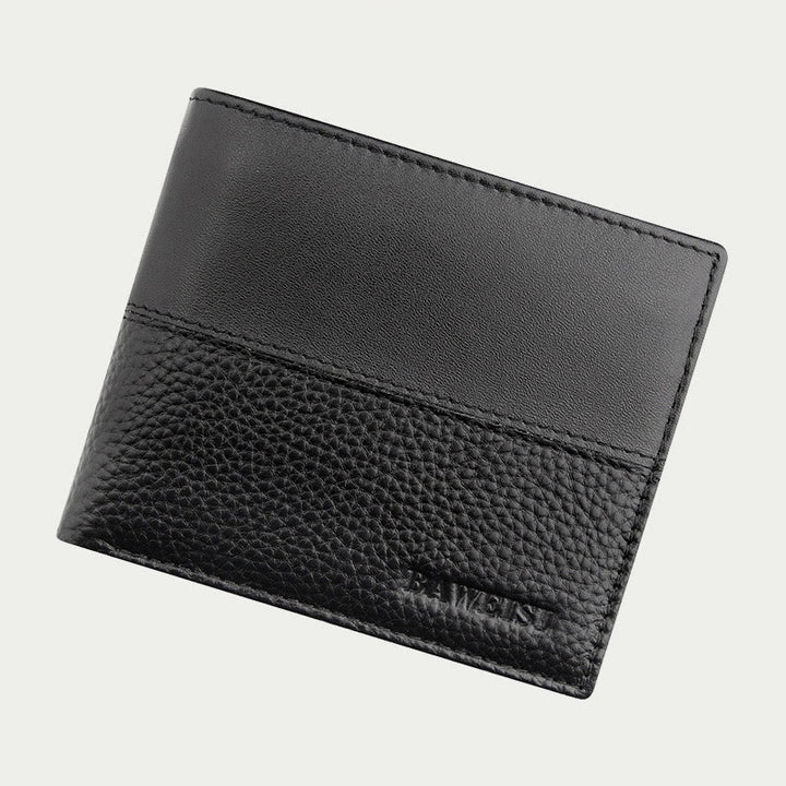 Ledergeldbörse für Männer, Diebstahlschutz, RFID, schwarze Geldbörse