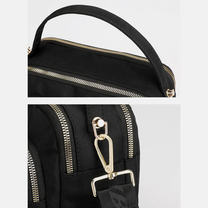 Umhängetasche mit Dreifach-Reißverschluss für Damen, wasserdichte, leichte Schulterhandtasche aus Nylon