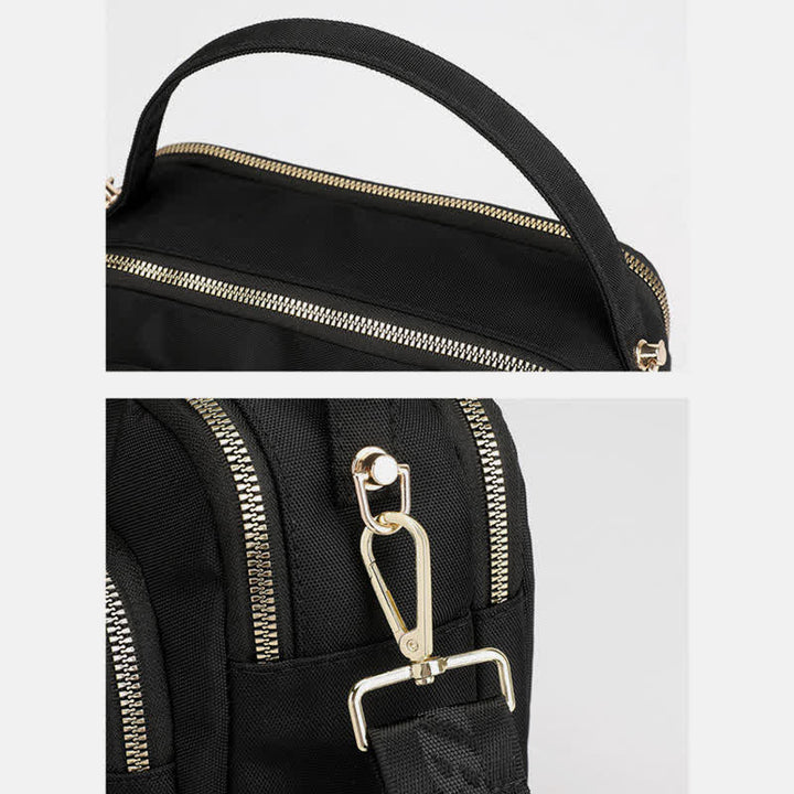 Umhängetasche mit Dreifach-Reißverschluss für Damen, wasserdichte, leichte Schulterhandtasche aus Nylon