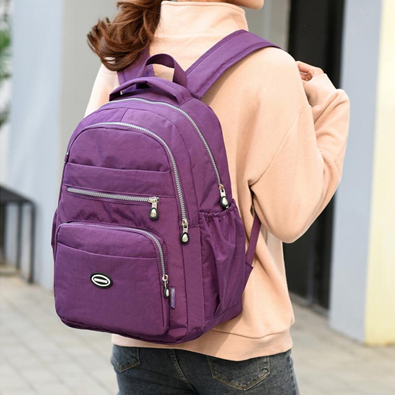 Nylon-Rucksack mit mehreren Taschen, leichter, lässiger Reise-Tagesrucksack für Damen