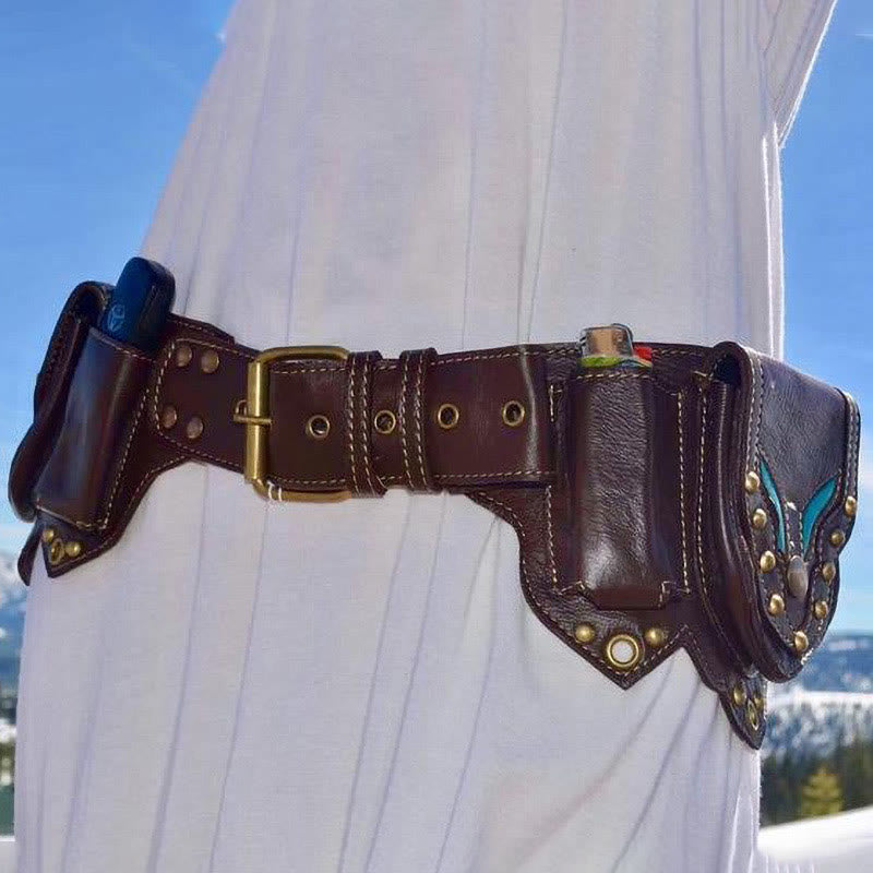 Gürteltasche für den täglichen Retro-Mittelalter-Punk-Leder-Gürteltasche