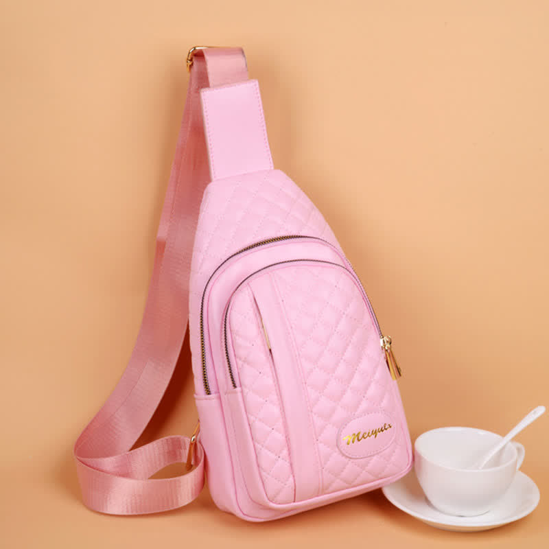 Schultertasche aus Leder für Damen, gesteppt, Umhängetasche, Sling-Rucksack, Tagesrucksack