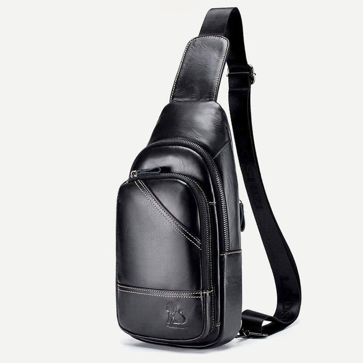 Rindsleder Leder wasserdicht Casual Sling Bag Daypack Schulter Brust Tasche