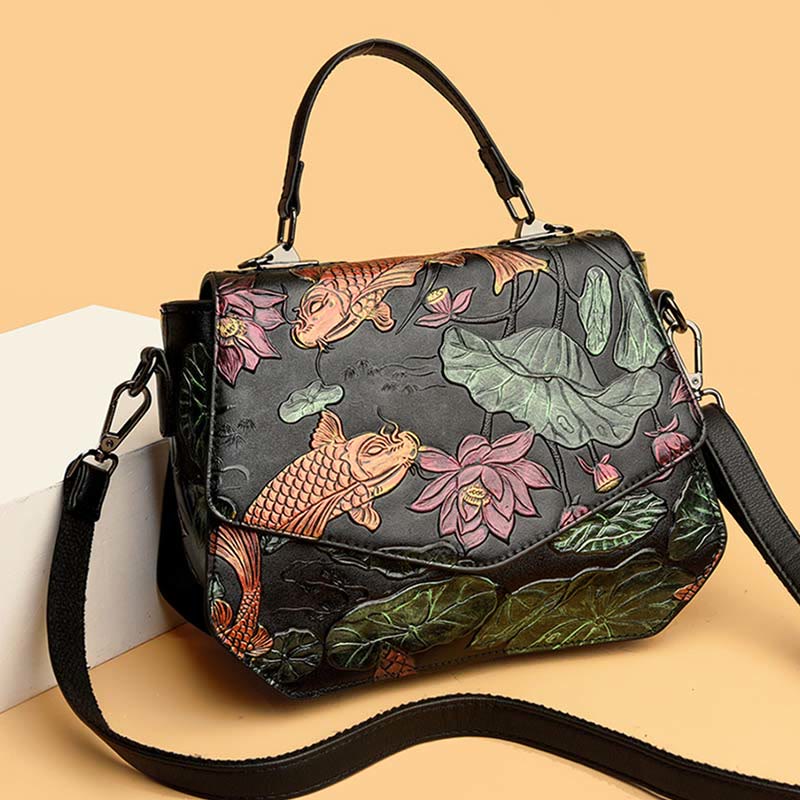 Tasche mit Henkel für Damen, große Kapazität, Umhängetasche mit ethnischer Prägung