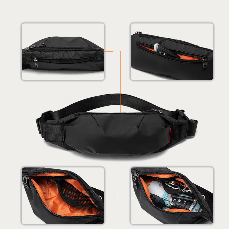 Schultertasche für Herren, schmale, leichte Brusttasche aus Oxford-Gewebe für Mobiltelefone