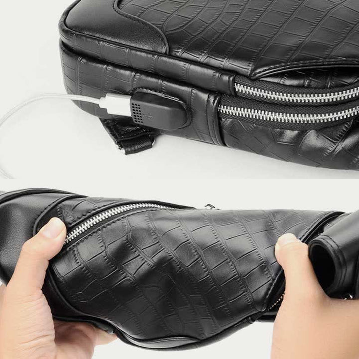 Sling-Rucksack aus Krokodil-Maserungsleder für Herren, Schultertasche, Reise-Tagesrucksack