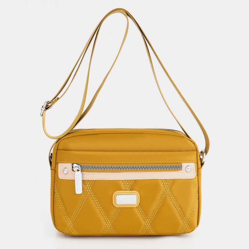 Wasserdichte Umhängetasche für Damen, Doppelreißverschluss, Nylon, Handtasche, Schultertasche