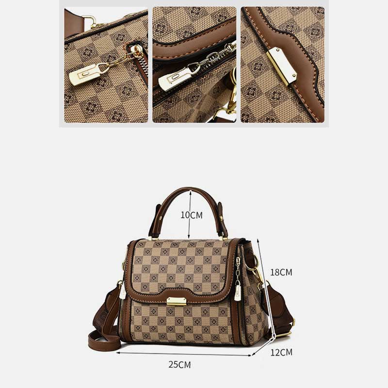 Britische elegante Handtasche Frauen Schachbrettmuster Crossbody Leder Geldbörse