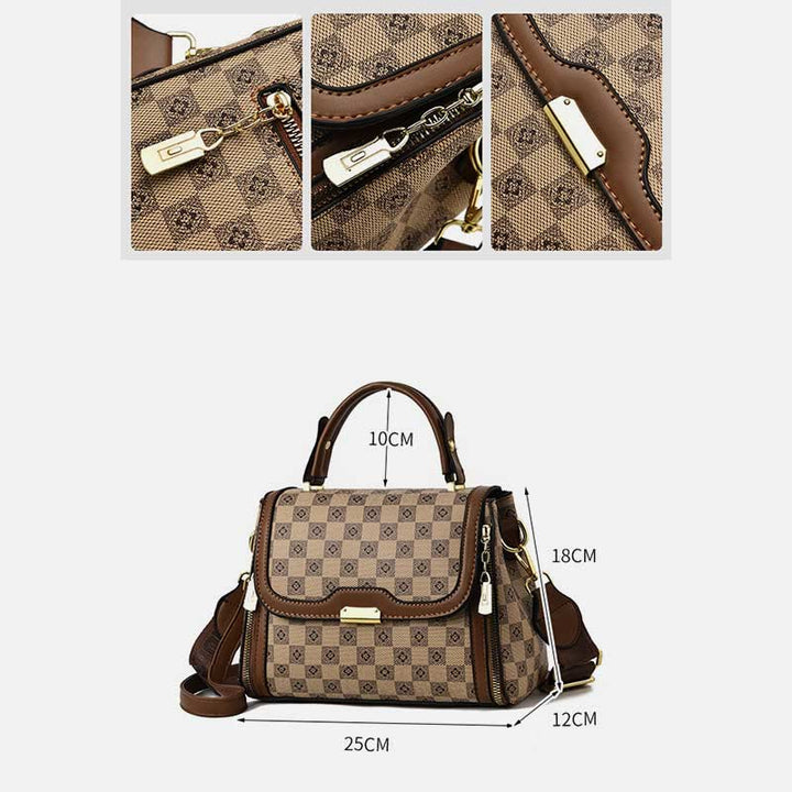 Britische elegante Handtasche Frauen Schachbrettmuster Crossbody Leder Geldbörse