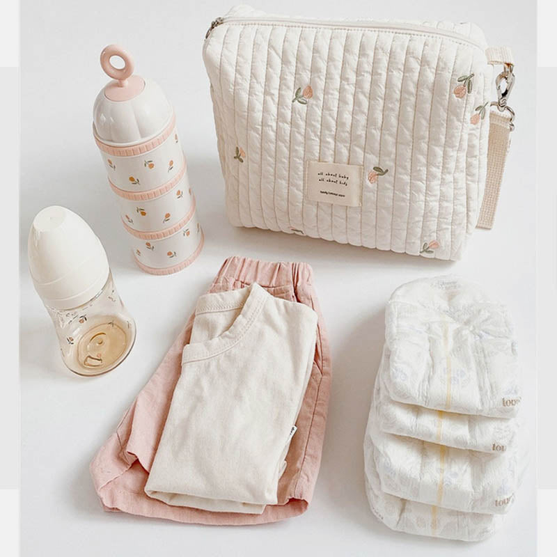 Stickerei Baumwolle Baby Windel Tasche Organizer Tasche Reise Mama Tasche