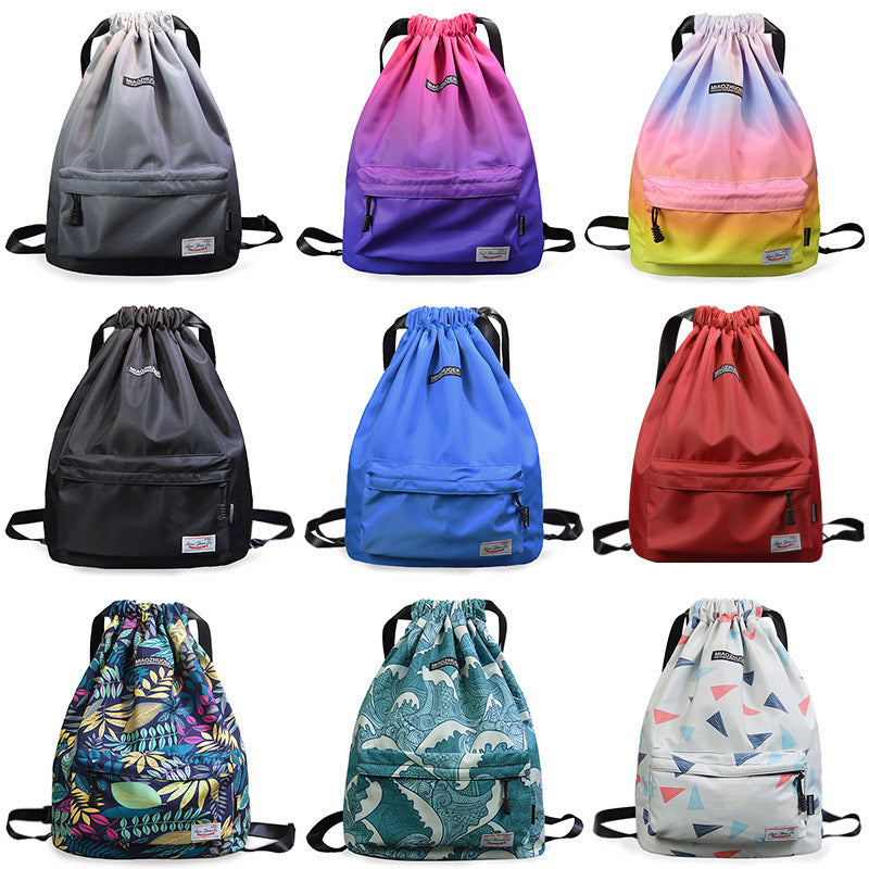 Wasserdichter Nylon-Rucksack mit großer Kapazität und Kordelzug für Sport, Schwimmen, Yoga