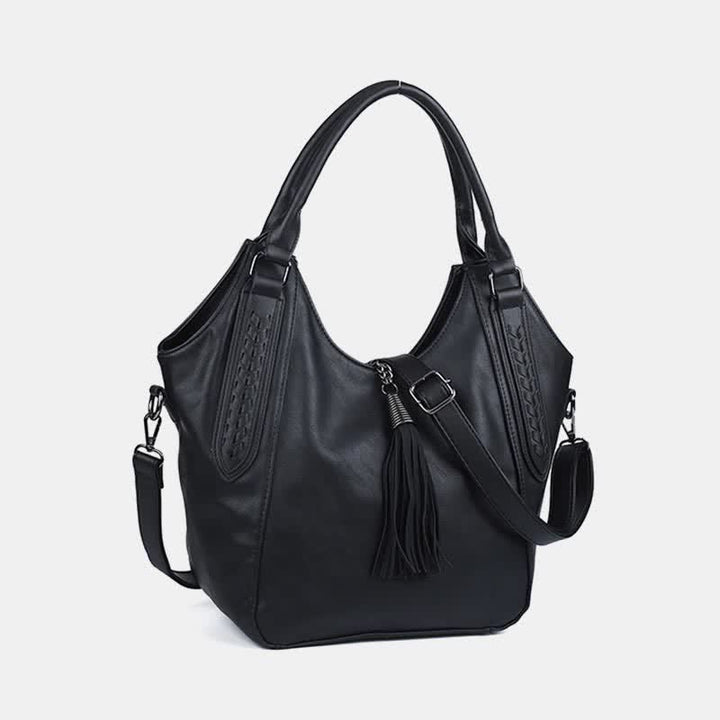 Hobo Bag für Damen mit Quaste, Damenhandtasche aus Leder, Umhängetasche