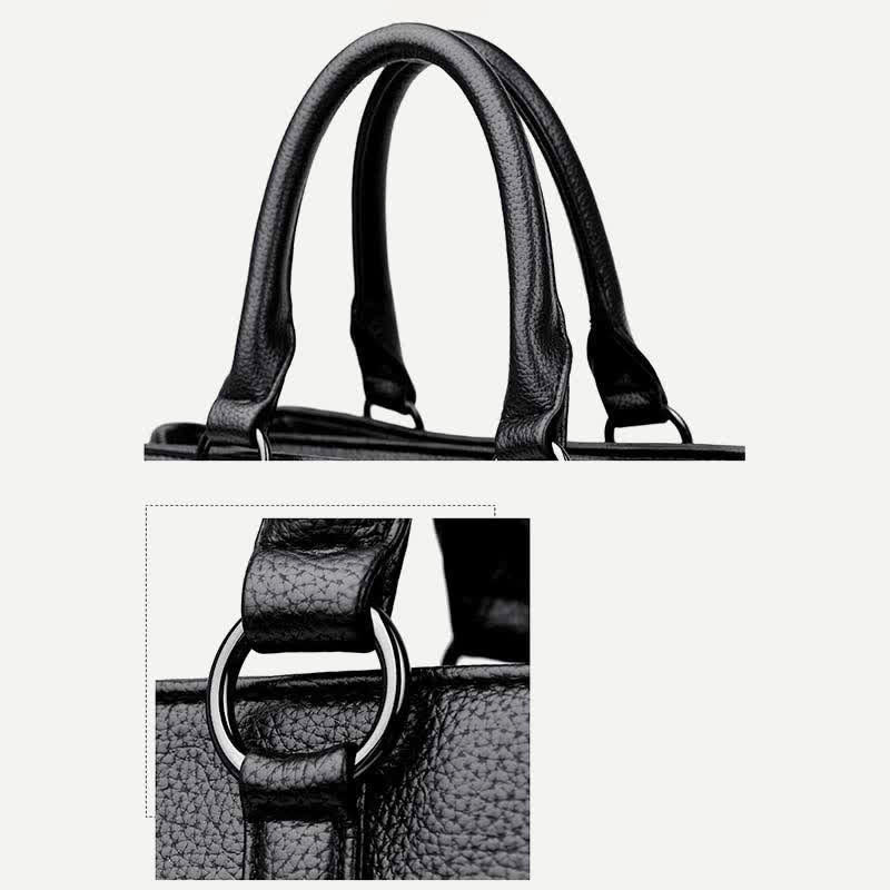 Handtasche mit drei Fächern und Henkel, Umhängetasche aus PU-Leder