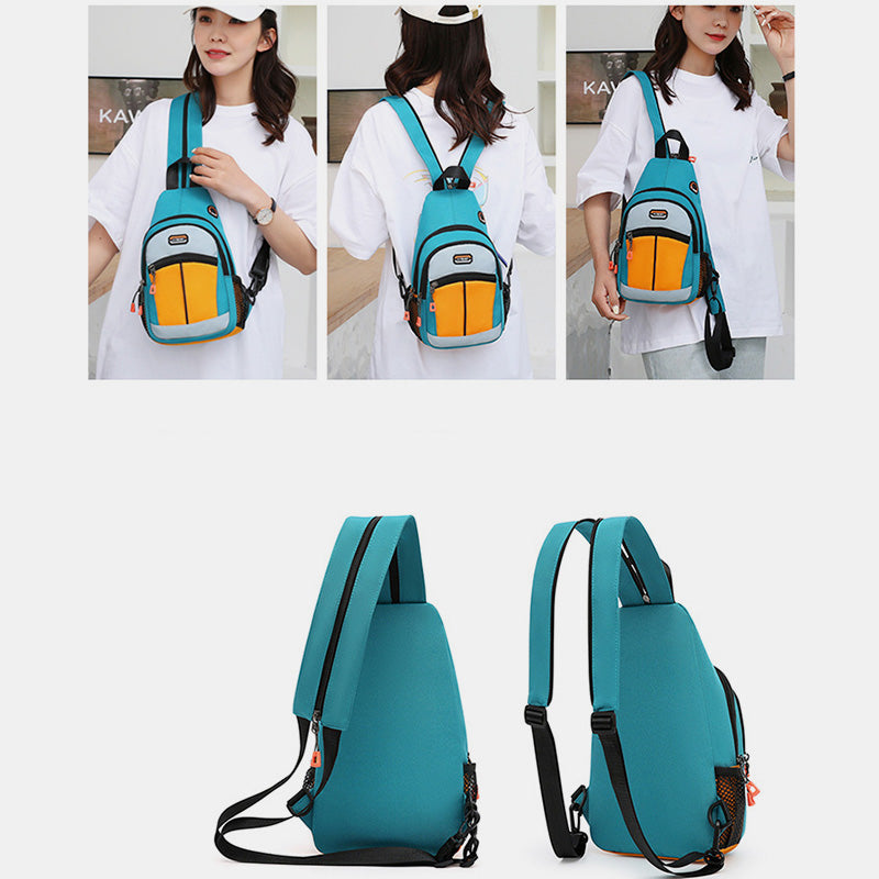 Mini-Schulterrucksack mit Farbblock-Design, Umhängetasche, Tagesrucksack für Damen und Herren