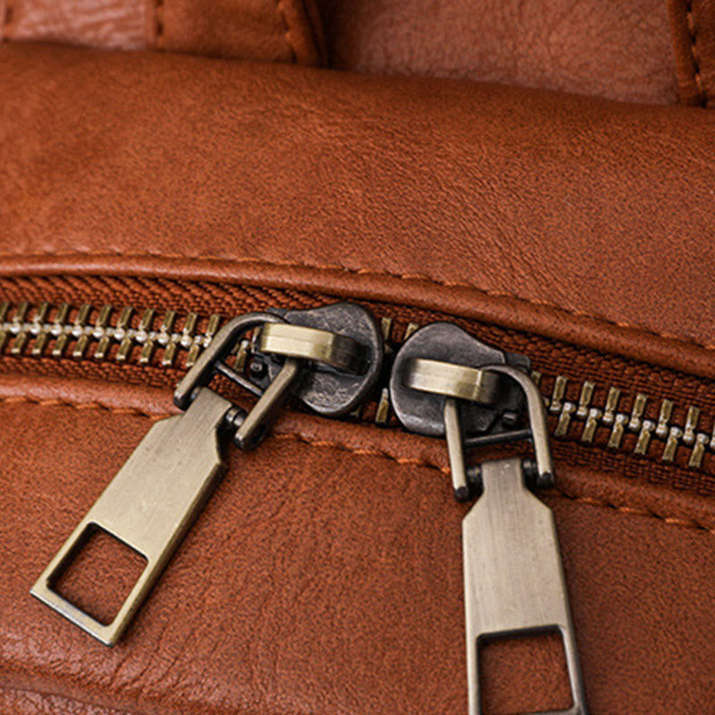 Lederrucksack für Damen, Retro, einfarbig, Mehrzweck-Schultertasche
