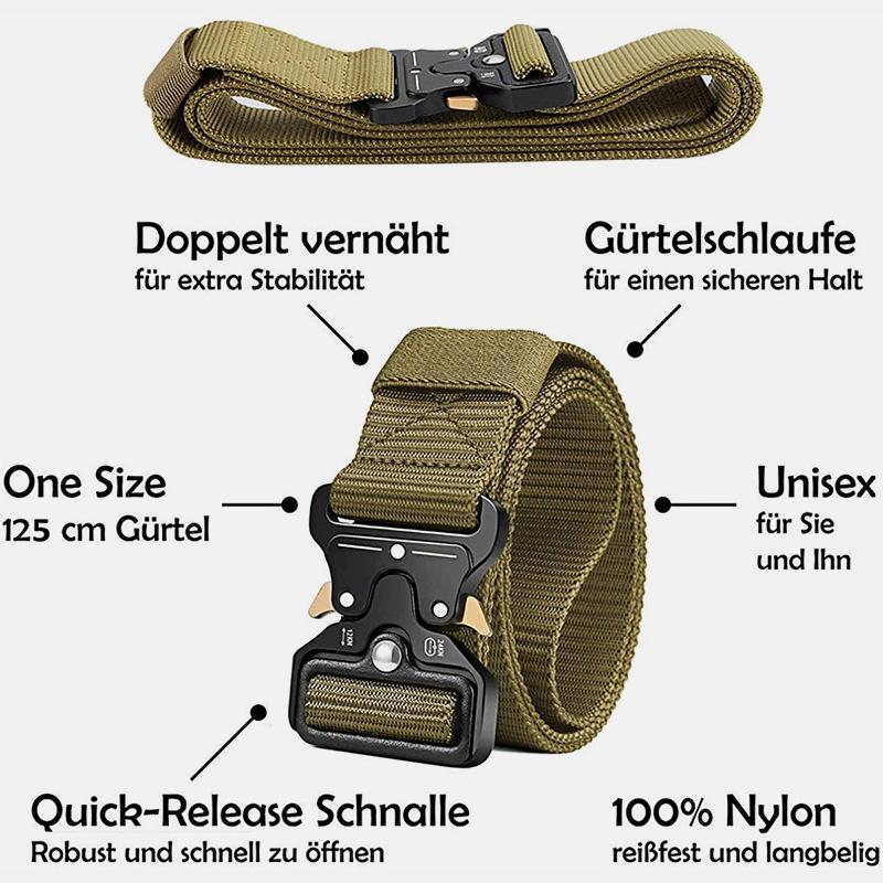Taktischer Gürtel für Herren, Militärgürtel aus Nylongewebe mit Tasche und Haken