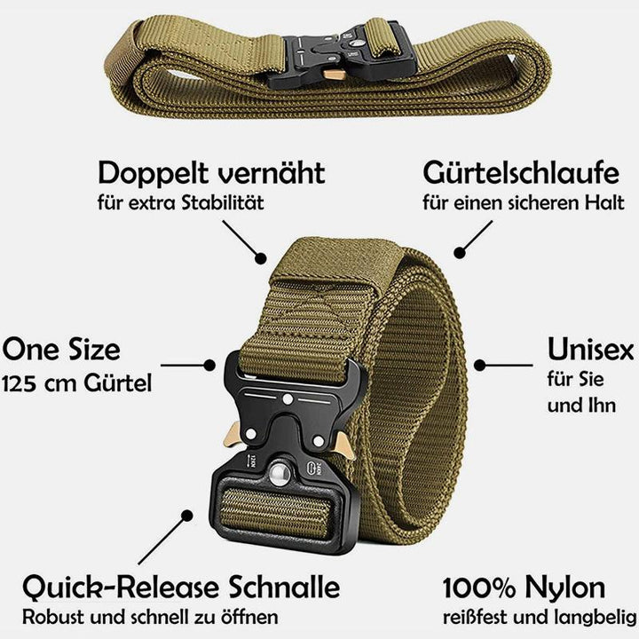 Taktischer Gürtel für Herren, Militärgürtel aus Nylongewebe mit Tasche und Haken