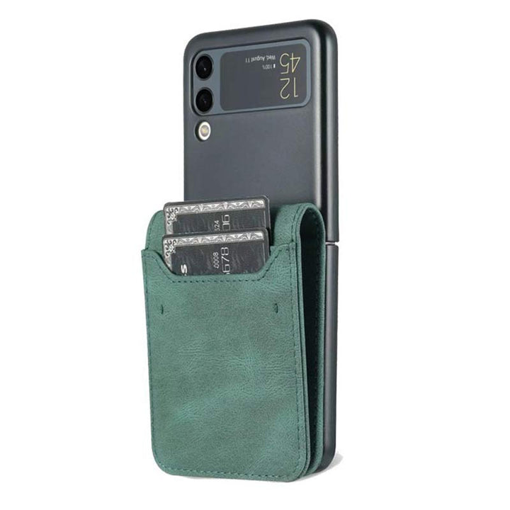 Handyhülle aus echtem Leder für Galaxy Z Flip3 / Flip2 mit Kartenhalter