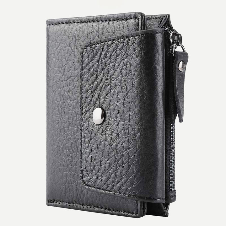 Geldbörse Herren RFID Vintage Doppelt gefaltet Ölwachs Leder Geldbörse
