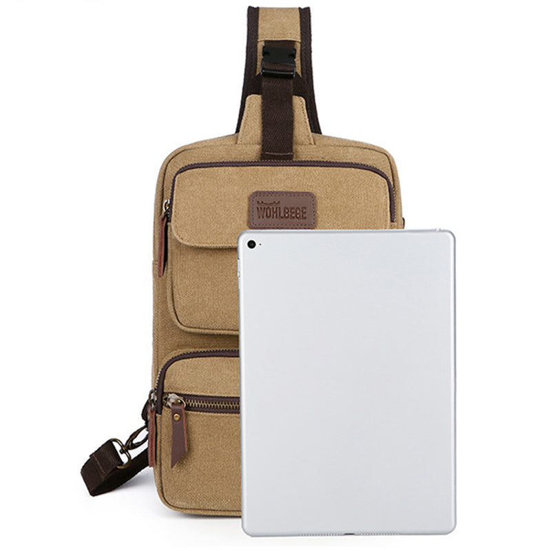 Herren Canvas Sling Bag Multi-Pocket Kratzfeste Umhängetasche