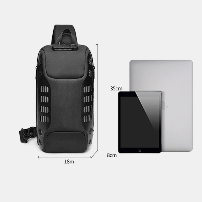 Multifunktionale, wasserdichte, diebstahlsichere Schultertasche mit USB-Ladeanschluss