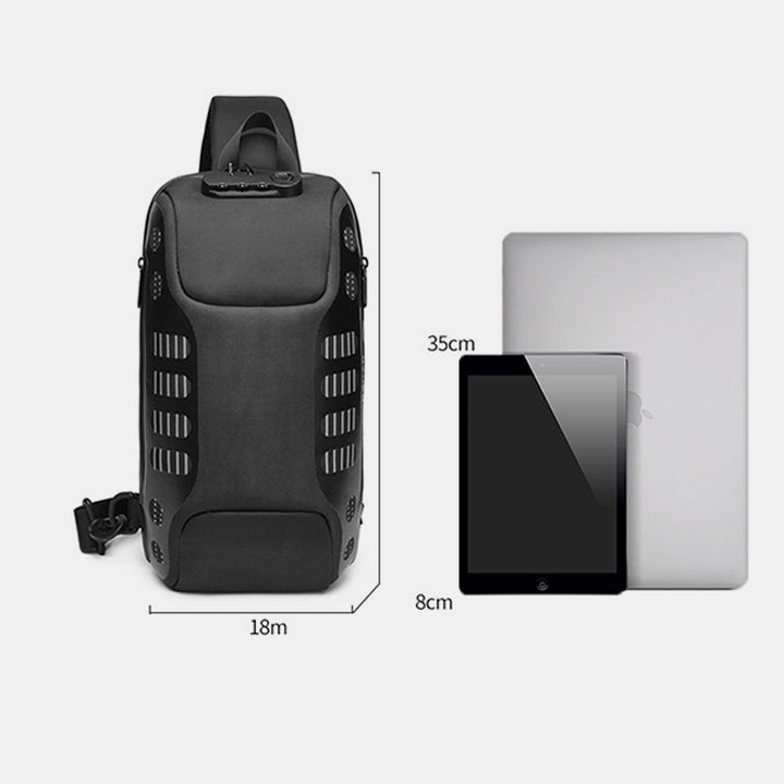 Multifunktionale, wasserdichte, diebstahlsichere Schultertasche mit USB-Ladeanschluss
