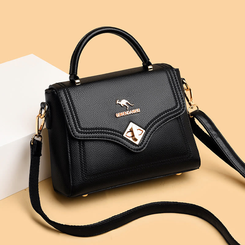 Klassische Tragetasche für den Weg zur Arbeit, minimalistische kleine Lederhandtasche