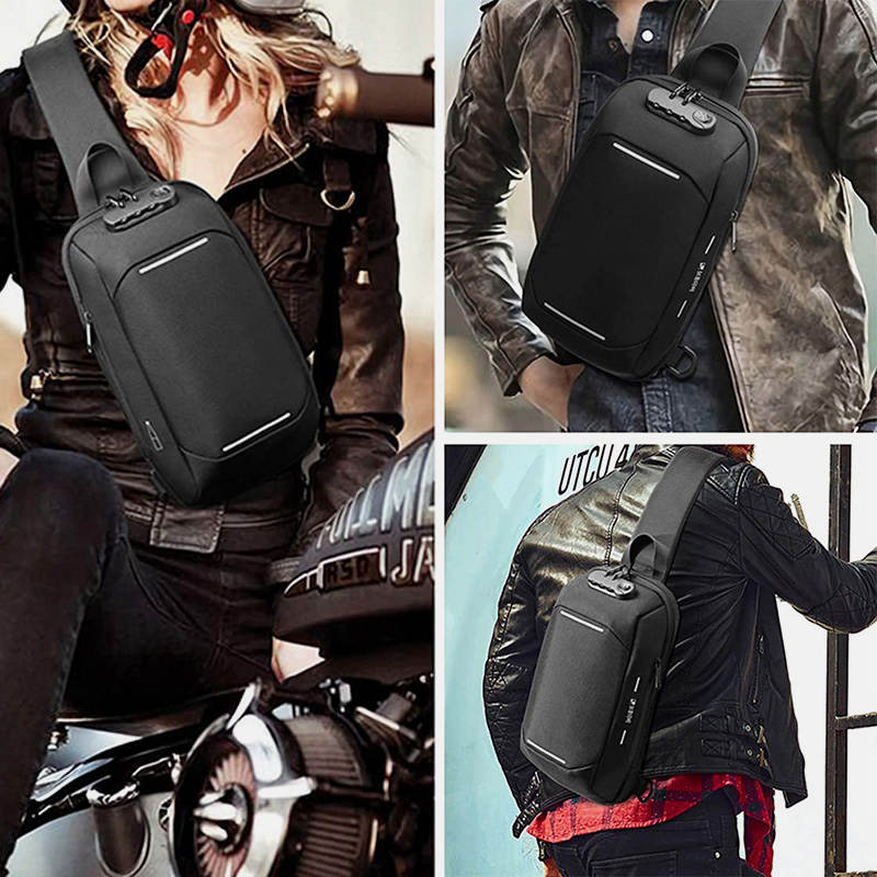 Diebstahlsichere, wasserdichte Brusttasche mit USB-Ladeanschluss