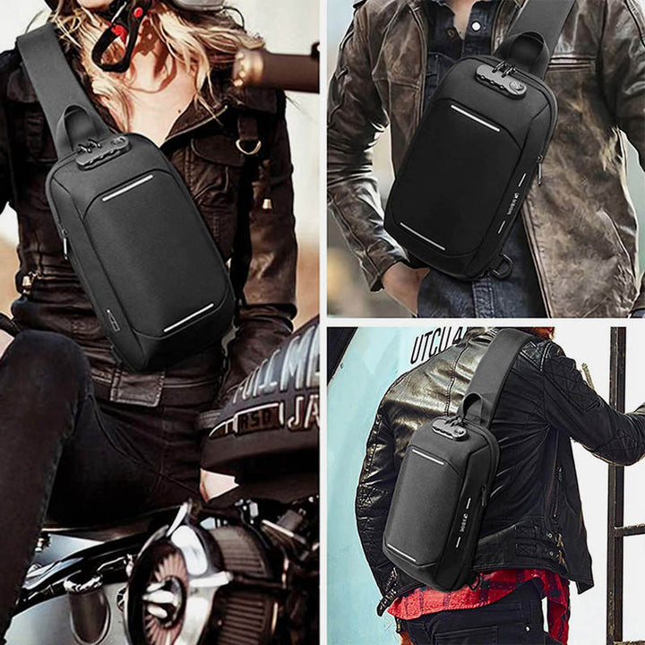 Diebstahlsichere, wasserdichte Brusttasche mit USB-Ladeanschluss