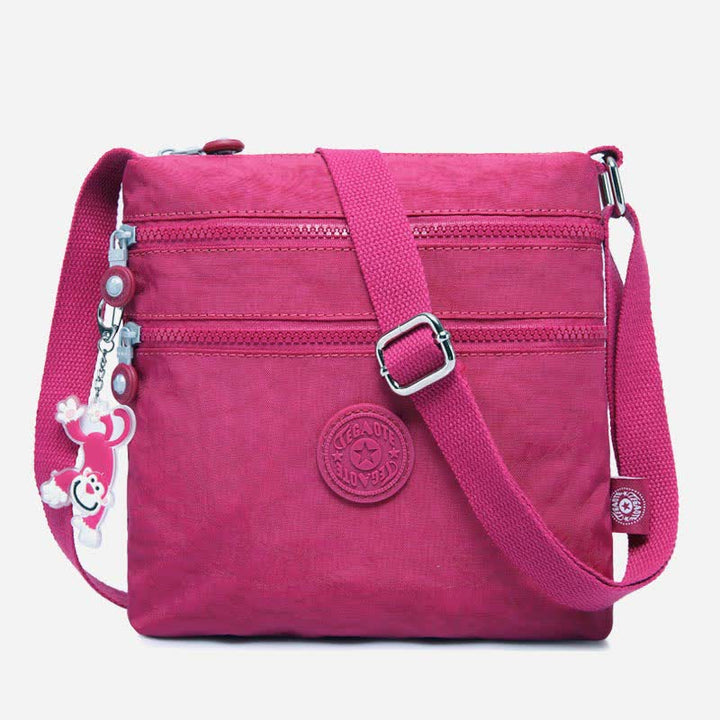 Leichte kleine Crossbody-Tasche mit Dreifach-Reißverschluss, Schultertasche für Damen