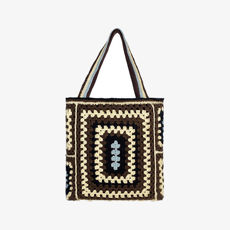 Vintage Tote für Frauen tragbare Pendlertasche handgestrickte Schultertasche