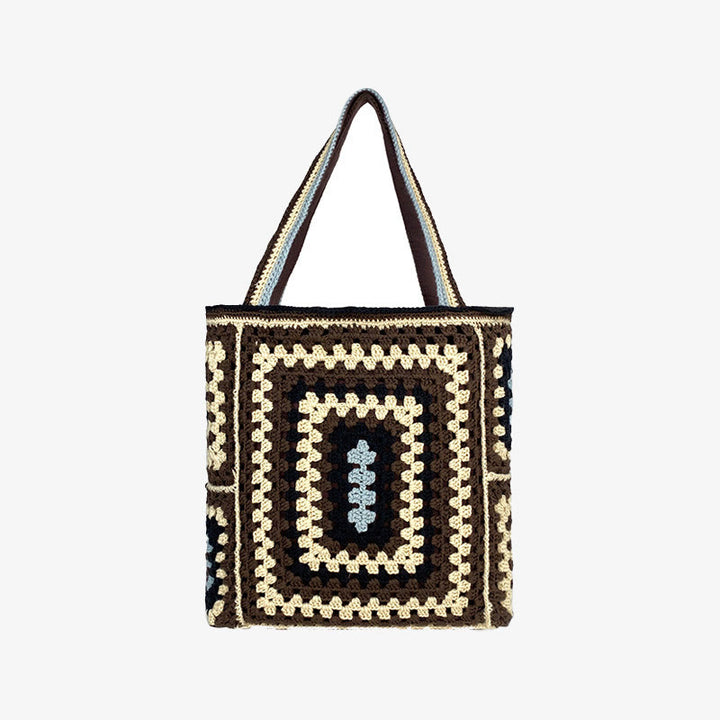 Vintage Tote für Frauen tragbare Pendlertasche handgestrickte Schultertasche