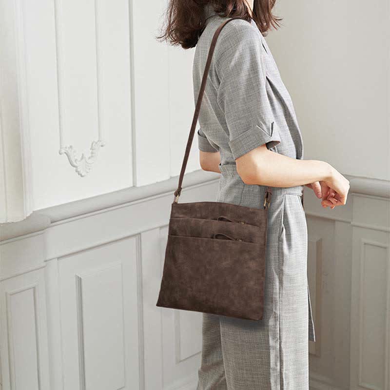 Umhängetaschen für Damen, mittlere Größe, 3 Reißverschlüsse, Schulterhandtasche aus Leder