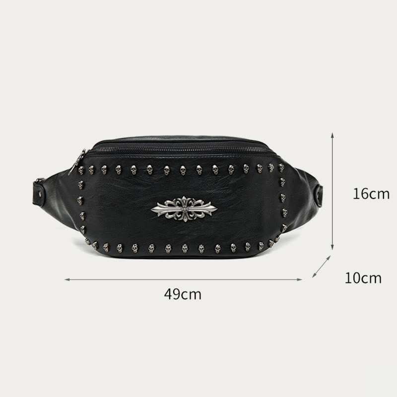 Gürteltasche für Damen und Herren, große Gürteltasche mit Totenkopf-Dekor