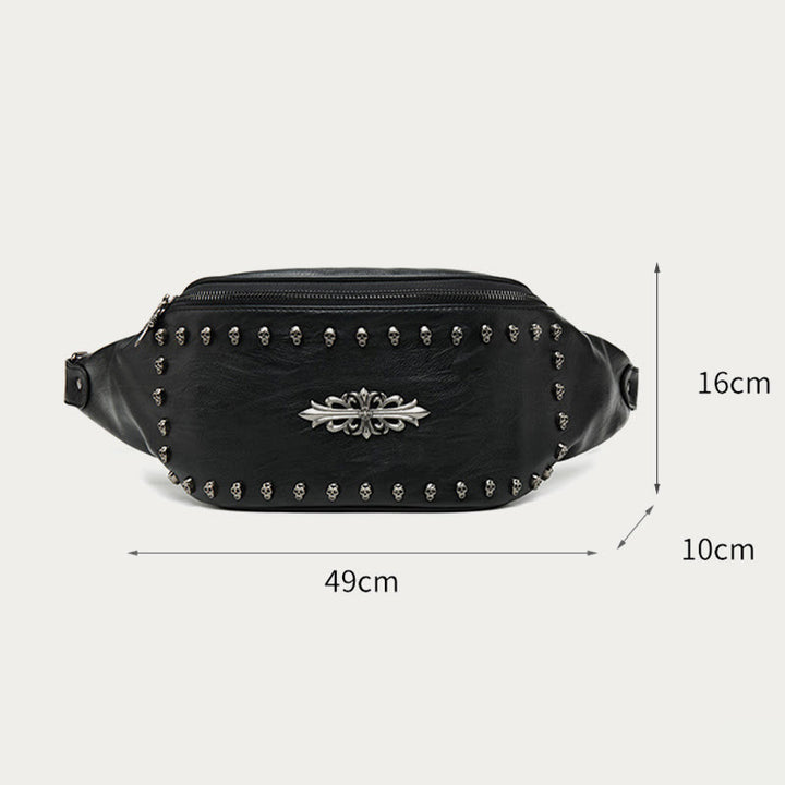 Gürteltasche für Damen und Herren, große Gürteltasche mit Totenkopf-Dekor