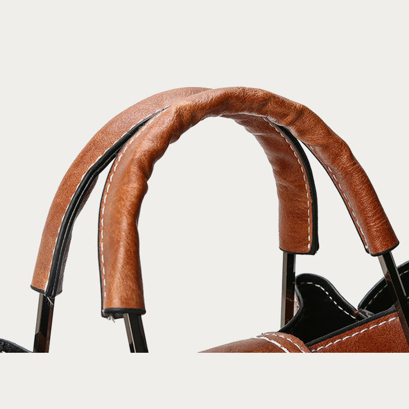 Tragetasche für Damen, großes Fassungsvermögen, Umhängetasche im Vintage-Eimerstil