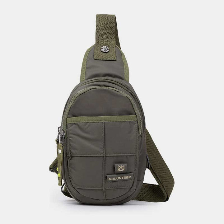 Outdoor-Sport-Sling-Brusttasche aus Segeltuch mit Doppelreißverschluss, für Reisen und Wandern