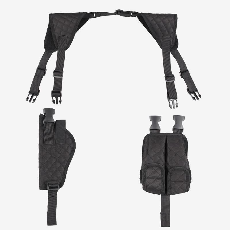 Concealment Horizontales Schulterholster aus schwarzem Nylon mit Magazintasche
