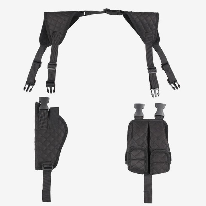 Concealment Horizontales Schulterholster aus schwarzem Nylon mit Magazintasche