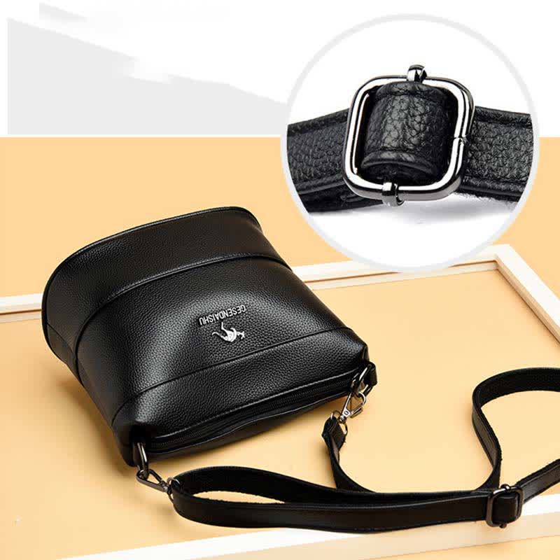 Leder-Beuteltasche für Damen, kleine Umhängetasche mit Crossbody-Gurt