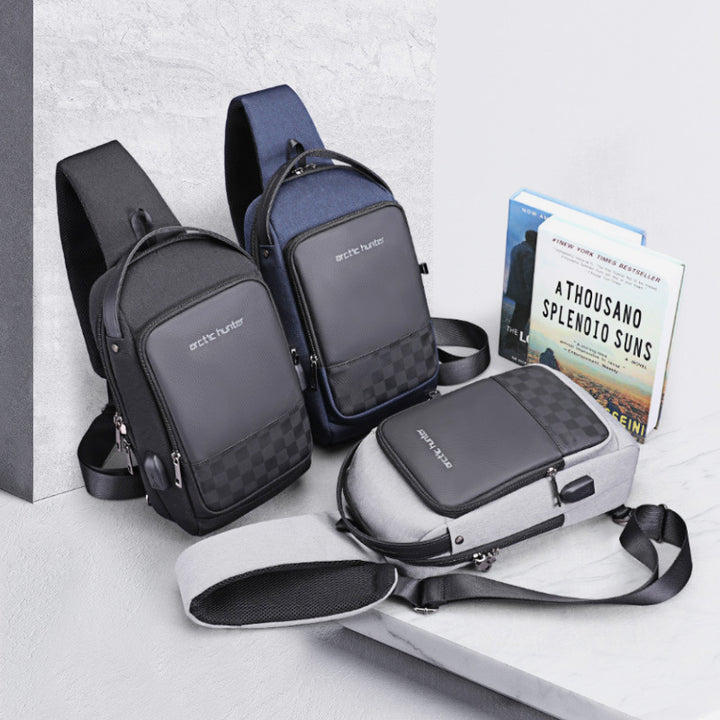 Große, diebstahlsichere, wasserdichte Schultertasche mit USB-Ladefunktion
