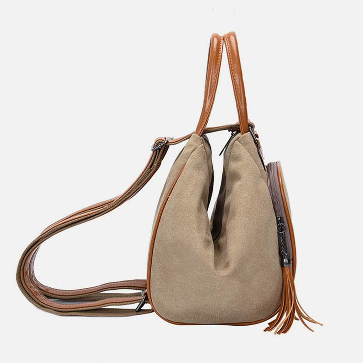 Multifunktionaler Damen-Rucksack mit Quastendekor, tragendem Canvas, Reise-Tagesrucksack