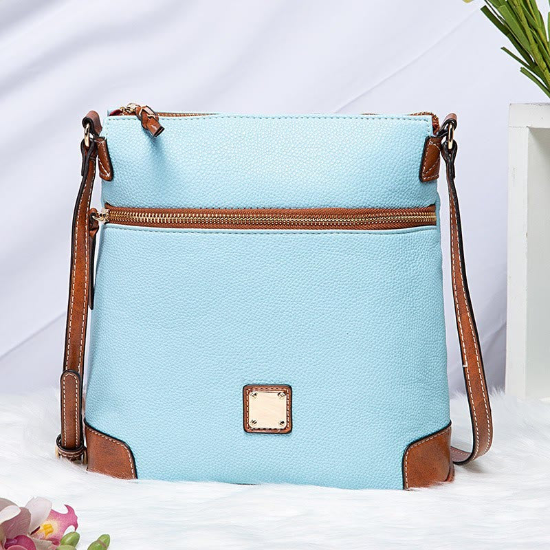Umhängetasche für Damen, mehrfarbige Ledertasche mit Lychee-Grain-Textur