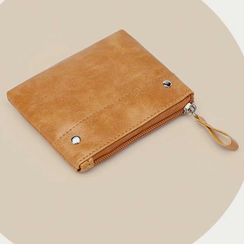 Retro-Münzbeutel aus Leder, Wechselgeldhalter für Damen, Mini-Geldbörse mit Reißverschluss