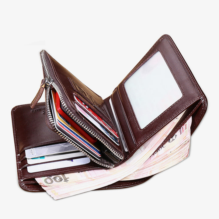 Solide RFID Echtleder Geldbörse Organizer Geldbörse